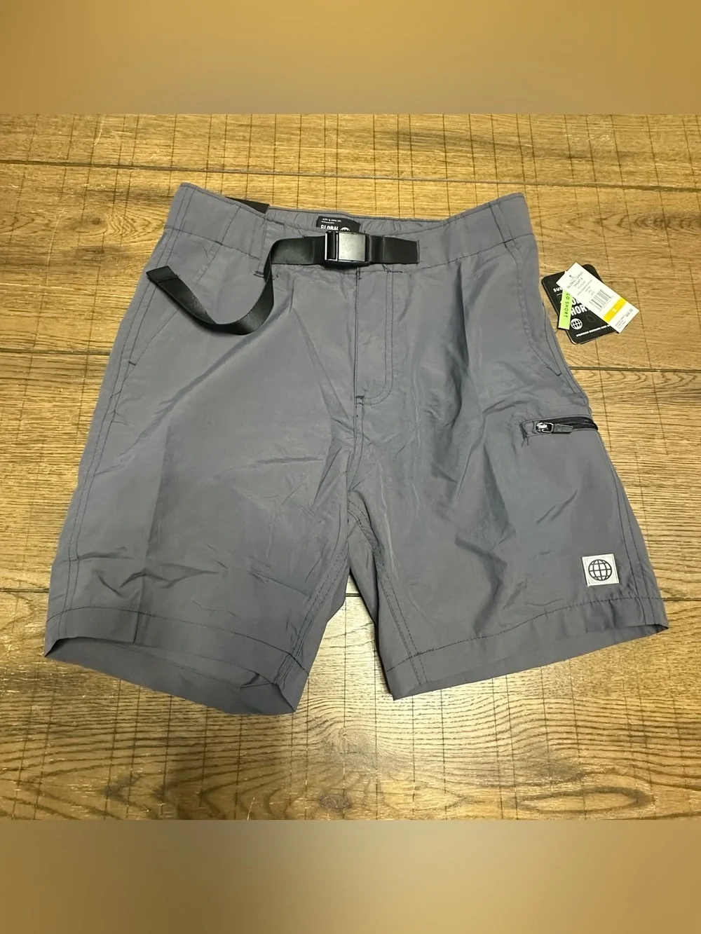Men's Gray Outdoor Performance Shorts with Built-In Belt